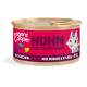 Edgard Cooper Katzenfutterdose mit einem bunten Design, beschriftet mit "Huhn und Truthahn" für Seniorenkatzen, 85 g, mit einer verspielten Katzenillustration.