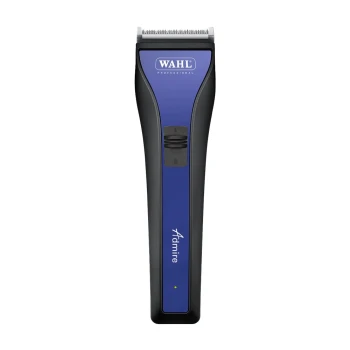 Schermaschine Admire Wahl Professional Haustierhaarschneider in Blau und Schwarz, mit einem Netzschalter und einer grünen Kontrollleuchte.