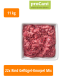 Verpackte rohe Rind- und Geflügelgrätenmischung für Hunde, beschriftet mit 'proCani buy nature', mit Nährwertinformationen und einer Menge von 22x.