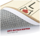 Eine Nahaufnahme einer Haustiermatte, die ihre rutschfeste Rückseite mit gepunkteter Textur zeigt, mit dem Text "ANTI-RUTSCH NOPPEN für ein festen Halt."