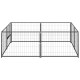Ein schwarzes Metall-Haustierspielgehege in rechteckiger Form, mit Drahtgitterpaneelen und einer Tür für einfachen Zugang.
