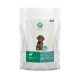 Hundefutterbeutel mit der Aufschrift "Fellicita" für Erwachsene, mit einem kleinen Hund und einer Auflistung von Wild, Gemüse und Hirse als Zutaten.