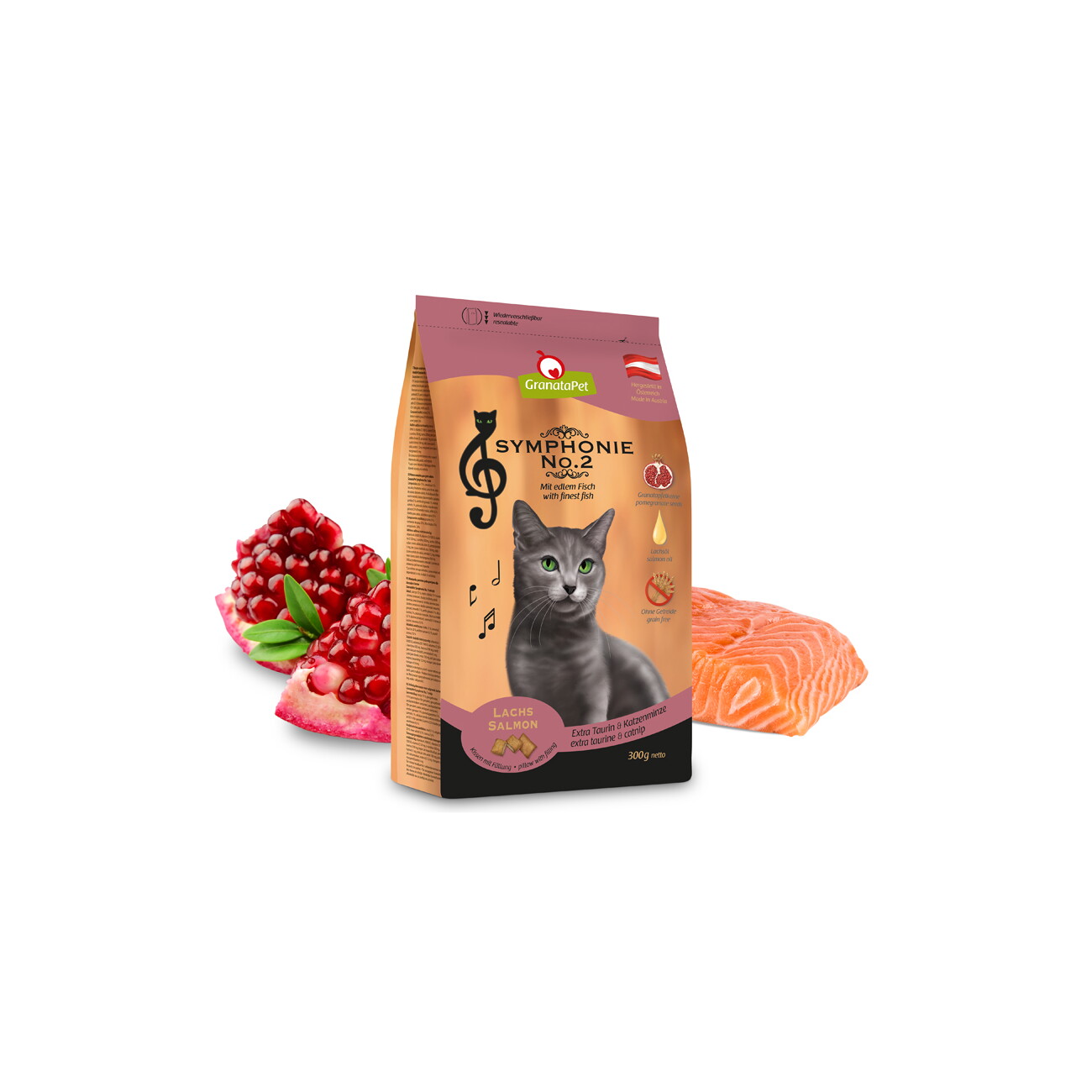 GranataPet Trockenfutter Katze, Adult, Symphonie, Lachs 300 g