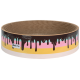 Griffoir coloré pour chat en forme ronde, conçu comme un dessert avec des gouttes de chocolat et de pastel, étiqueté "AniOne Wild Variety."