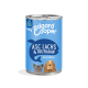 Dose Edgard Cooper Hundefutter, 400g, mit einem blauen Etikett mit 'ASC Lachs & Truthahn' und Illustrationen eines Hundes und einer Katze.