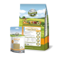 Bild der BELLFOR-Haustierfutterverpackung mit "Landgut-Schmaus" Trockenfutter (2,5 kg) und "Immune Powder" (60 g) für Hunde, das die Premium-Qualität hervorhebt.