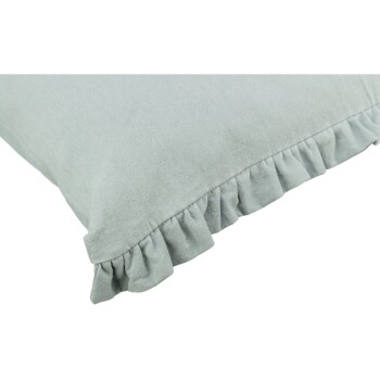 Helles blaues Haustierkissen mit einem gewellten Rand, das eine weiche Textur und ein gemütliches Design zeigt.