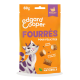 Sachet orange Edgard Cooper 60 g de friandises pour chats 'FOURRÉS POUR FÉLICITER' avec illustration de chat, mentions 'Poulet' et 'viande fraîche'