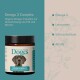 Omega 3 Complex Haustier Ergänzungsfuttermittelglas mit einem Hund, das veganes Omega 3 für Fell- und Nervenunterstützung bewirbt.