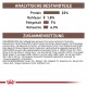 Haustierfutterverpackung mit analytischen Komponenten und Zusammensetzungsdetails, einschließlich Protein (22%), Faser (1,8%) und Fett (7%).