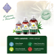 Drei Flaschen Chrono Balance Hanföl für Haustiere, beschriftet "100% natürlich", ohne Chemikalien oder Tierversuche.