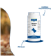 Weiße Flasche des Nahrungsergänzungsmittels Canina Senior Vital für Hunde vor blauem Hintergrund; zeigt eine Hundesilhouette und den Text 'Für Hunde'.