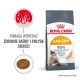 Torba z karmą dla kotów Royal Canin Hair & Skin z kotem, z tekstem informującym, że wspiera zdrowie skóry i blask sierści oraz 90% satysfakcji właścicieli.