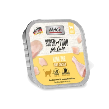 MAC's Super Food for Cats Pure Chicken glutenfreies, fleischreiches Komplettfutter für erwachsene Katzen, hergestellt in Deutschland.