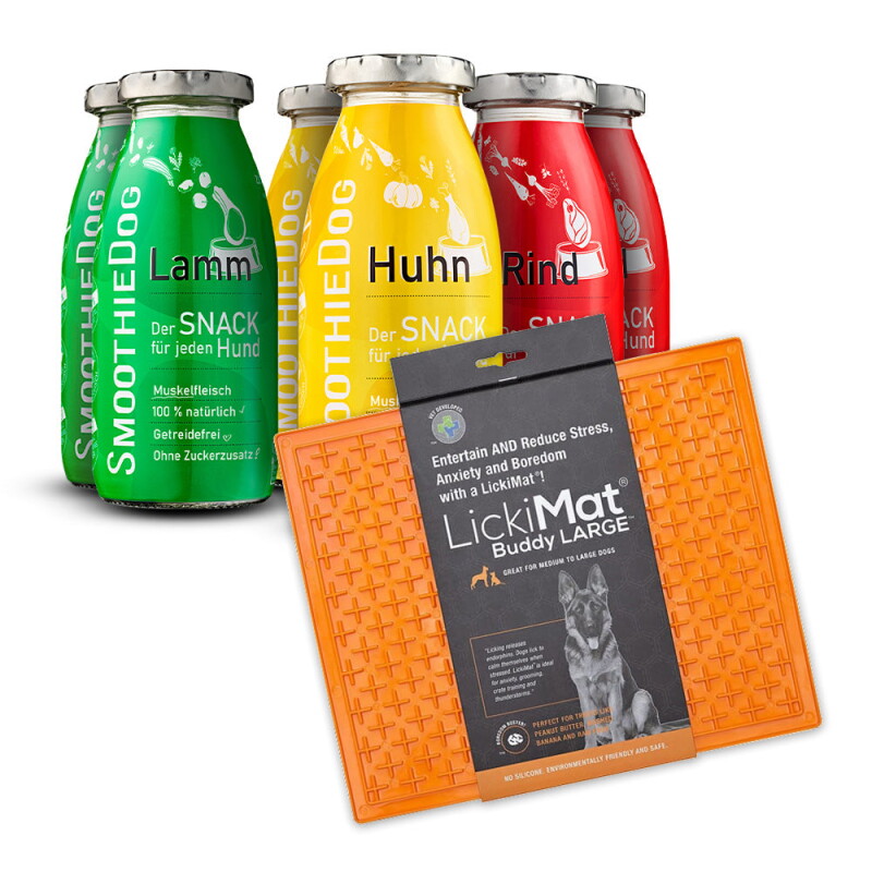 SmoothieDog Klassik 6x 250 ml + Lickimat Orange