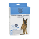 Verpackung für eine waschbare Hundewindel, mit einem Deutschen Schäferhund und Größeninformationen (XS-XL) für Hunde von 25-40 kg auf Deutsch und Englisch.