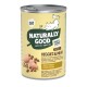 Karma w puszce dla kotów z napisem "Naturally Good" z "Warzywami i Mięsem" dla dorosłych, z składnikami takimi jak soczewica i kurczak.