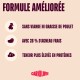 Étiquette d'aliment pour animaux 'Formule améliorée' — sans viande ni graisse de poulet ; contient 26 % d'agneau frais ; teneur en protéines plus élevée. Logo Carnilove