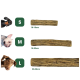 Bild von Hundekauspielzeugen in drei Größen: S (10-15 cm), M (15-20 cm) und L (20-25 cm), mit entsprechenden Bildern von Hunden über jeder Größe.