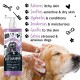 Bugalugs 4-in-1 Lavendel-Kamille-Hundeshampoo-Flasche mit einer Person, die einen Golden Retriever wäscht. Hebt beruhigende und feuchtigkeitsspendende Vorteile hervor.
