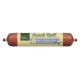 Real Nature Snack Roll für Haustiere, mit Lachs, Geflügel und Rind, 76% Fleischanteil, beschriftet in Deutsch und Englisch.
