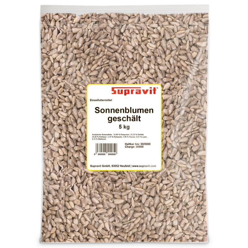 Supravit Sonnenblumenkerne geschält - Ganzjahresfutter für Wildvögel 5 kg