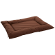 Braunes Haustierbett mit einem plüschigen, gepolsterten Design und einem Reißverschlussrand, ideal für Hunde oder Katzen.