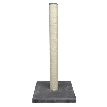Kratzbaum Classic High Post grau Katzenkratzbaum mit einem hohen, beigen Sisal-umwickelten Pfosten und einer grauen Plüschbasis, entworfen für das Kratzen und Klettern von Katzen.