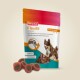 Beaphar Flexifit Snacks Verpackung mit einem Hund und Snackstücken, die Vitamine, Omega 3 und Glucosamin für die Gelenkgesundheit hervorheben.