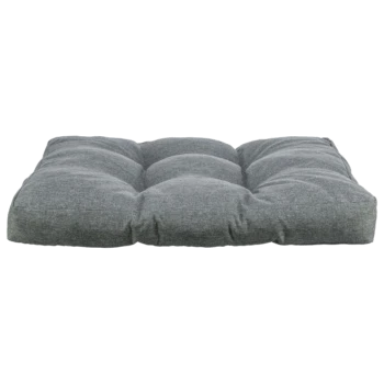 Graues Haustierbett mit gepolstertem Design, das eine weiche, gepolsterte Oberfläche für Komfort bietet.