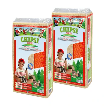 Zwei Säcke CHIPS! Super Qualität Haustierbettwäsche, mit einem Cartoon-Design und Bildern von kleinen Tieren, jeweils 15 kg schwer.