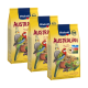 Drei Beutel Vitakraft Australisches Vogelfutter, mit bunten Papageien auf der Verpackung, mit dem Text 'Unsere Herkunft ist Australien!'