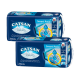 Deux paquets de litière pour chat Catsan Smart Pack, avec un design bleu et une image de chat blanc, étiquetés "Propre et Facile" et "Super Absorbant."
