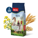 PANTO Unikorn Geflügelfuttertasche mit einer Ente, Henne und einem Hahn auf Gras; der Text hebt Wachstumsphasen und Eignung für alle Geflügelarten hervor.