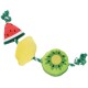 Buntes Hundeseilspielzeug mit Plüsch-Wassermelonen-, Zitronen- und Kiwifruchtformen.