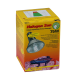 Verpackung für Halogen Sun 75W Strahlerbirne, mit einer Illustration einer Halogenlampe, Produktvorteilen und Anwendungshinweisen für Reptilien.