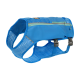 Blaues Haustiergeschirr mit einem Mesh-Design, mit verstellbaren Riemen und Schnallen, ideal für Komfort und Atmungsaktivität.