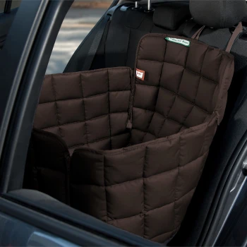 1-Sitz-Autodecke braun S 60x50x40cm Brauner, gesteppten Autositzbezug für Haustiere mit schützenden Seiten, entworfen, um Haustiere während der Reise sicher und bequem zu halten.