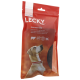 Emballage rouge pour Lecky Gourmet Rolls, présentant un chien regardant vers le haut, avec un texte indiquant des ingrédients 100% naturels.