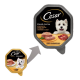 Emballage de nourriture pour chiens Cesar présentant une terrine classique avec du poulet et du bœuf, montrant une suggestion de service et des ingrédients.
