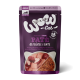 Premium Senioren Katzenfutterbeutel mit Pastete aus Geflügel und Ente, beschriftet mit 'WOW-Cat', getreidefrei, hergestellt in Deutschland.
