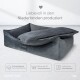 Grau Haustierbett mit abnehmbarem, waschbarem Bezug, ausgestattet mit orthopädischem Schaumstoff und einem wendbaren Kissen, beschriftet mit "VelvetTwist."