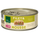 Dosen-Hundefutter mit der Aufschrift "Real Nature Original Filet & Mousse", mit Huhn und Pute und Leinsamenöl, für erwachsene Katzen konzipiert.