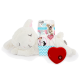 Plüschweißes Heart Beat Sheep Haustierspielzeug mit rotem herzförmigem Herzschlagsimulator und Verpackung von All For Paws.