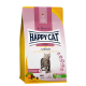 Happy Cat Junior droog kattenvoer voor jonge katten (4-12 maanden), met een kitten op de zak, met de nadruk op ingrediënten van boerderijgevogelte.