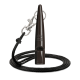 Schwarze ACME Hundepfeife mit Lanyard und Metallclip, hergestellt in England, gezeigt vor weißem Hintergrund.