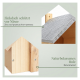 Holzhaustierhaus beschriftet mit "Wetterfestes Material" und "Naturbelassenes Holz."