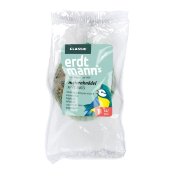 Erdtmann's Classic Fettkugel für Vögel, 1 Stück, mit einer blauen und gelben Vogelillustration auf der Verpackung.
