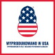 Logo łapy w barwach flagi USA nad napisem 'WYPRODUKOWANO W USA' i mniejszym 'WYPRODUKOWANO W USA Z SKŁADNIKI POZYSKIWANE GLOBALNIE'.