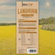 Hundefutterverpackung mit "LANDHUHN mit Reis & Möhren", glutenfrei, mit detaillierten Zutaten, Nährwertanalyse und Fütterungsempfehlungen.